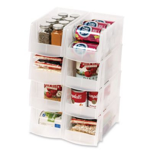 IRIS Stackable Plastic Storage Bin. Medium, 1.6 qt, 6 x 11 x 5, Clear (200528)