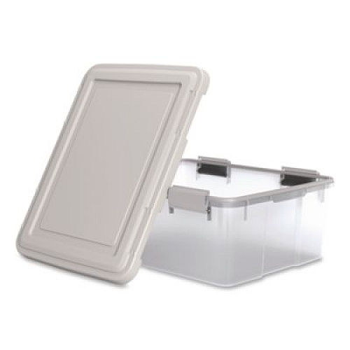 IRIS WeatherPro Latching Lid Storage Bin, 30.6 qt, 15.75 x 19.68 x 7.75, Clear (270016)