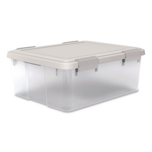 IRIS WeatherPro Latching Lid Storage Bin, 30.6 qt, 15.75 x 19.68 x 7.75, Clear (270016)