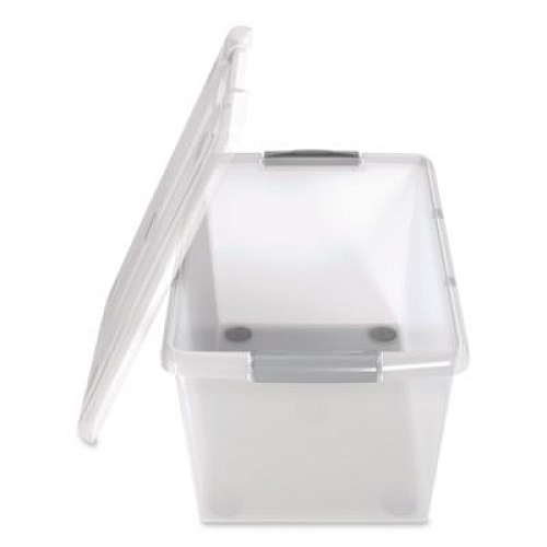IRIS Store and Slide Latching Lid Storage Bin, 61 qt, 15.55 x 23.42 x 12.99, Clear (270017)