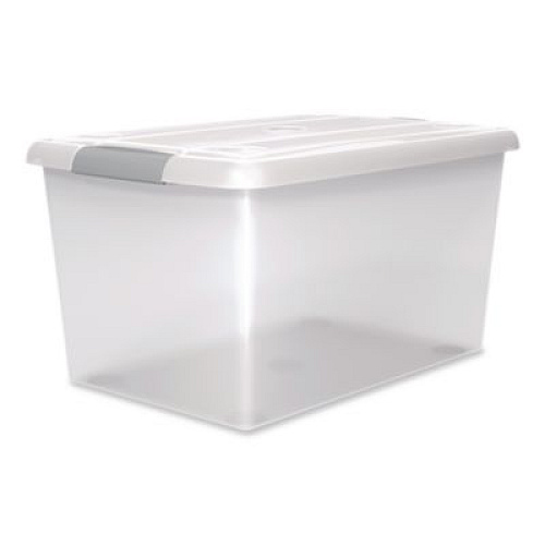 IRIS Store and Slide Latching Lid Storage Bin, 61 qt, 15.55 x 23.42 x 12.99, Clear (270017)