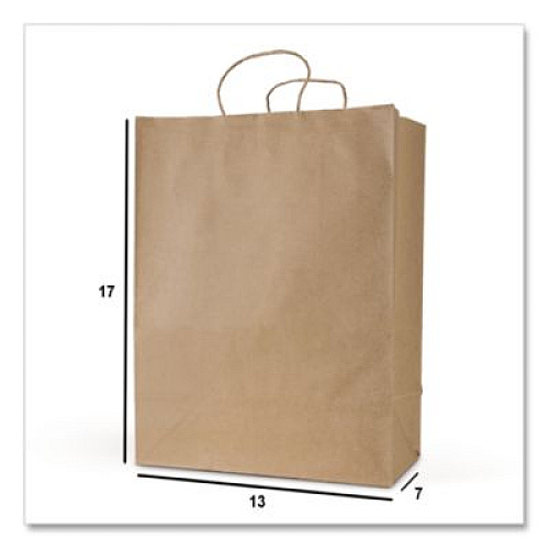 Inteplast Group Get Reddi Paper Bags, Mercado Size, 65# Basis Weight, Twisted Rope Handles, 13 x 7 x 17, Brown, 250/Carton (KRFTW13717)