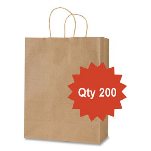 Inteplast Group Get Reddi Paper Bags, Mega Size, 70# Basis Weight, Twisted Rope Handles, 18 x 7 x 18.75, Brown, 200/Carton (KRFTW18719)