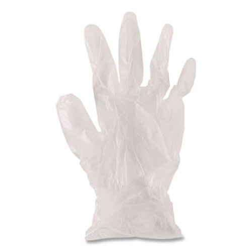 AMBITEX V5101 Series Latex-Free Lightly Powdered Vinyl Gloves, Small, 3 mil Thick, 9" Long, Clear, 100/Box (VSM5101)