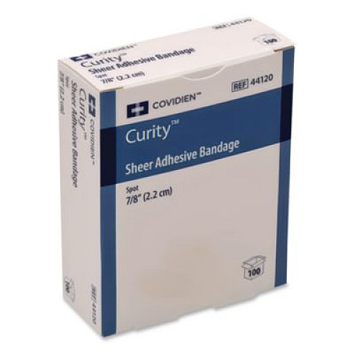 Curity Sheer Plastic Adhesive Bandages, Round Spot, 0.88 x 0.88, Clear, 100/Box (KCFB0193LF)