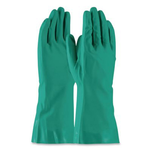 AMBITEX Pro N650 Series Flock-Lined Nitrile Rubber Gloves, 13" Long, Large, Green, 12 Pairs (NTL650LGHDG)