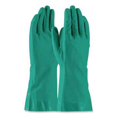 AMBITEX Pro N650 Series Flock-Lined Nitrile Rubber Gloves, 13" Long, X-Large, Green, 12 Pairs (NTL650XLHDG)