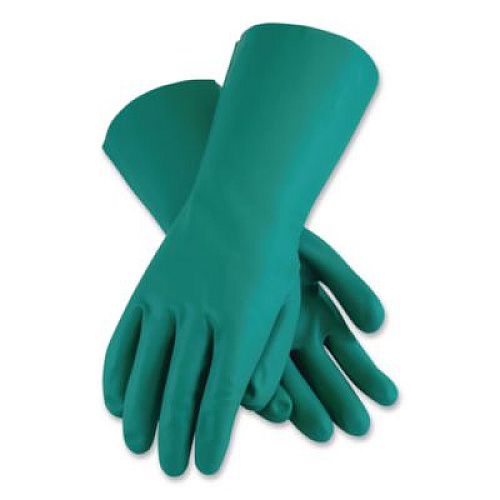 AMBITEX Pro N650 Series Flock-Lined Nitrile Rubber Gloves, 13" Long, X-Large, Green, 12 Pairs (NTL650XLHDG)