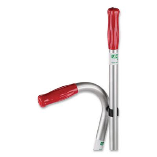 Unger Telescopic Ergo Dust Pan with Broom, 12" Wide, 34" to 44" Pan, 47" to 57" Broom, Metal/Vinyl/Cotton, Black/Silver/Red (EDTBR)