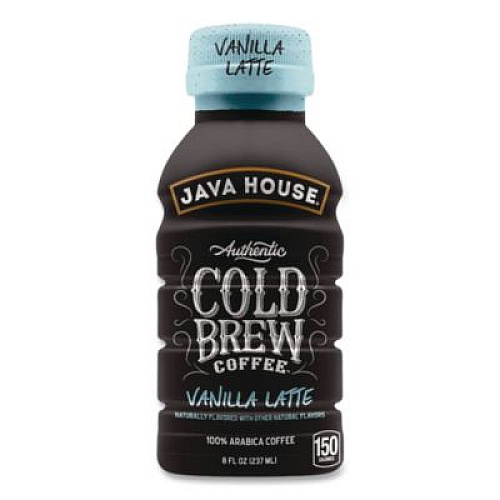 Java House Cold Brew Coffee, Vanilla Latte, 8 oz Bottle, 24/Carton (HFP01785)