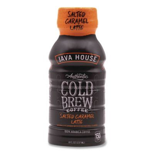 Java House Cold Brew Coffee, Salted Caramel Latte, 8 oz Bottle, 12/Carton (HFP01804)