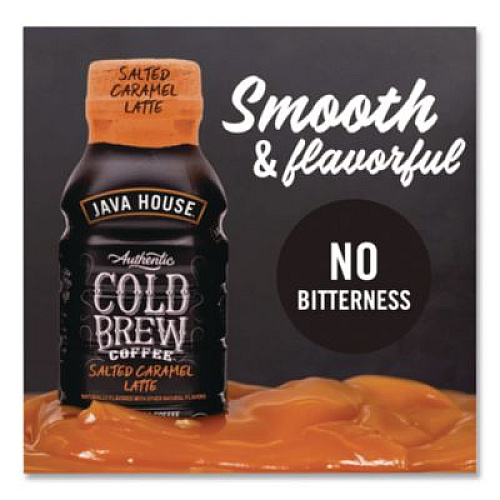 Java House Cold Brew Coffee, Salted Caramel Latte, 8 oz Bottle, 12/Carton (HFP01804)