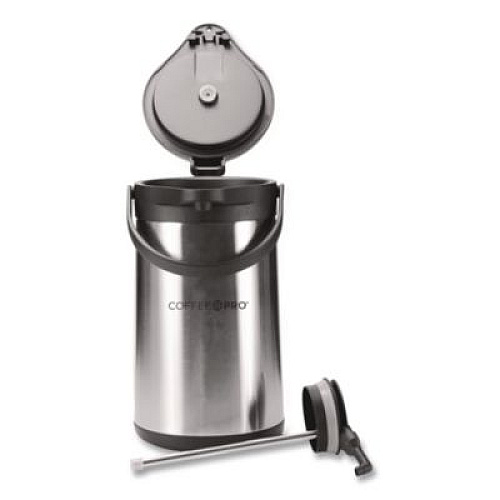Coffee Pro Stainless Steel Airpot, 192 oz, Silver/Black (CPAP35)
