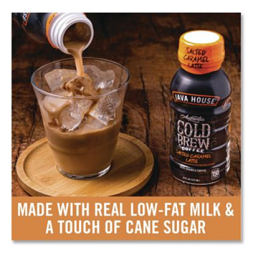 Java House Cold Brew Coffee, Salted Caramel Latte, 8 oz Bottle, 12/Carton (HFP01804)