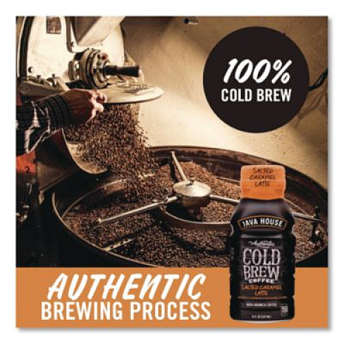 Java House Cold Brew Coffee, Salted Caramel Latte, 8 oz Bottle, 12/Carton (HFP01804)