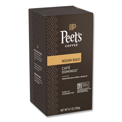 Peet's Coffee & Tea Cafe Domingo Soft Pods, 16/ Box, 6 Boxes/Carton (PCE02782)