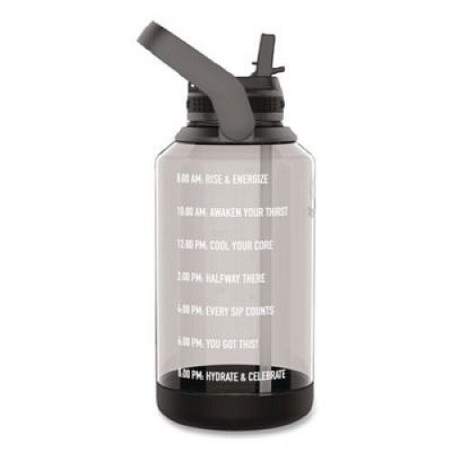 TAKEYA Tritan Motivational Plastic Water Bottle, 64 oz, Stormy Black (54145)