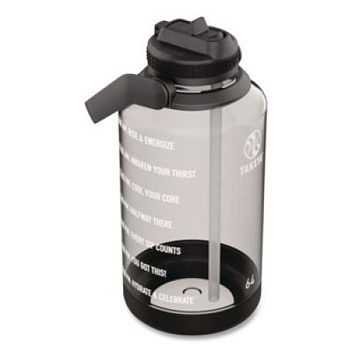 TAKEYA Tritan Motivational Plastic Water Bottle, 64 oz, Stormy Black (54145)