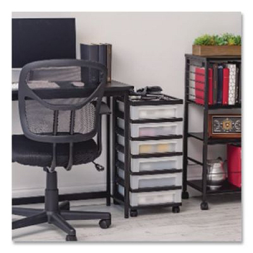 IRIS Six-Drawer Durable Storage Cart, Plastic, 15 lb Capacity, 12.13 x 14.38 x 26.38, Clear/Black (270013116862)