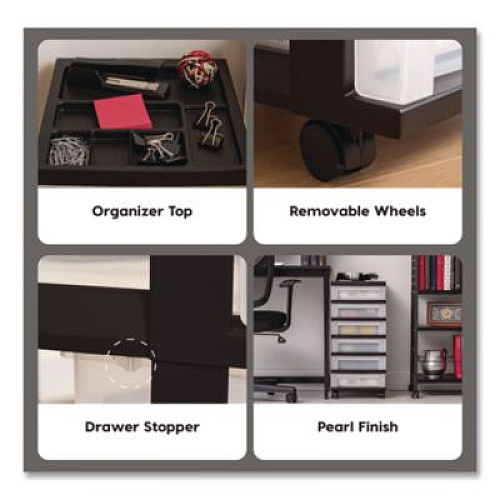 IRIS Six-Drawer Durable Storage Cart, Plastic, 15 lb Capacity, 12.13 x 14.38 x 26.38, Clear/Black (270013116862)