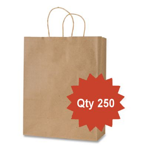 Inteplast Group Get Reddi Paper Bags, Pixie Size, 60# Basis Weight, Twisted Rope Handles, 10" x 5" x 13", Brown, 250/Carton (KRFTW10513)