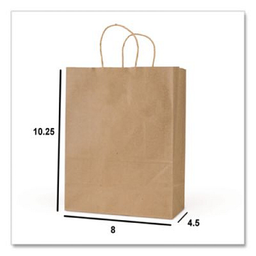 Inteplast Group Get Reddi Paper Bags, Pulse Size, 60# Basis Weight, Twisted Rope Handles, 8 x 4.5 x 10.25, Brown, 250/Carton (KRFTW8410)