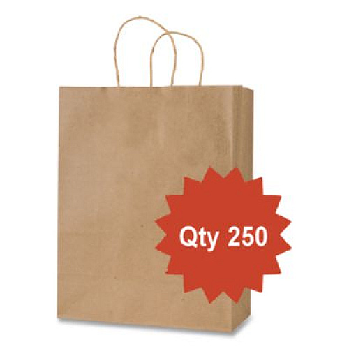 Inteplast Group Get Reddi Paper Bags, Mercado Size, 65# Basis Weight, Twisted Rope Handles, 13 x 7 x 17, Brown, 250/Carton (KRFTW13717)