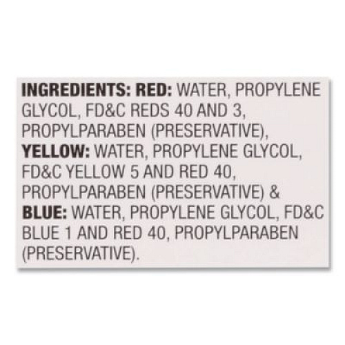 McCormick Food Coloring, Red/Yellow/Blue, 0.5 oz Bottle, 3/Box (MCM05308)