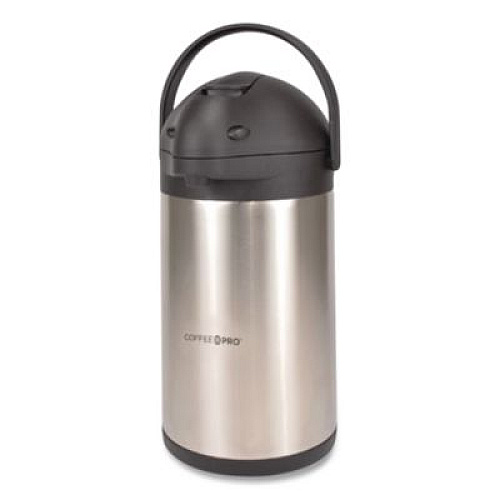 Coffee Pro Stainless Steel Airpot, 192 oz, Silver/Black (CPAP35)