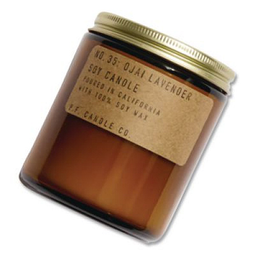 P.F. Candle Co. Ojai Lavender Soy Candle, 40 to 50 Hours Burn Time, 2.9 d x 3.5 h, 7.2 oz, Amber (SC35)