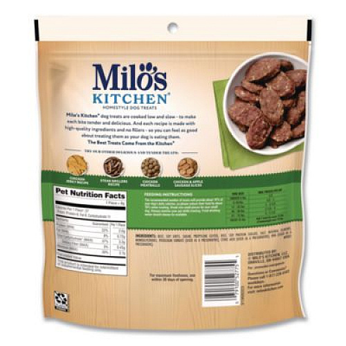 Milo's Kitchen Homestyle Dog Treats, Beef Sausage Slices with Rice, 10 oz Pouch, 5 Pouches/Carton (52775CS)