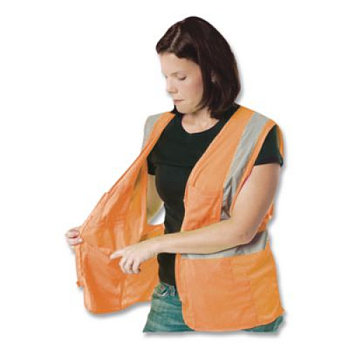 PIP ANSI Class 2 Hook and Loop Safety Vest, Medium, Hi-Viz Orange (302MVGORM)