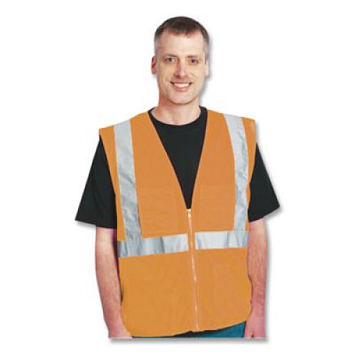 PIP ANSI Class 2 Hook and Loop Safety Vest, Medium, Hi-Viz Orange (302MVGORM)