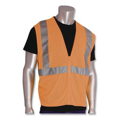 PIP ANSI Class 2 Hook and Loop Safety Vest, Medium, Hi-Viz Orange (302MVGORM)