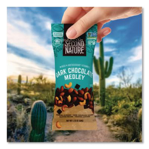 Second Nature Deluxe Mixed Nut Medley, Dark Chocolate , 1.75 oz Bag, 12/Box (KAR01178)