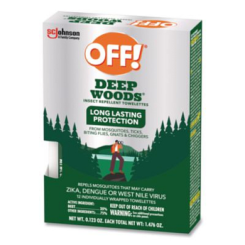 OFF! Deep Woods Towelettes, 12/Box, 12 Boxes/Carton (611072)