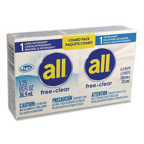 All Free Clear HE Liquid Laundry Detergent/Dryer Sheet Dual Vend Pack, 100/Carton (2979355)