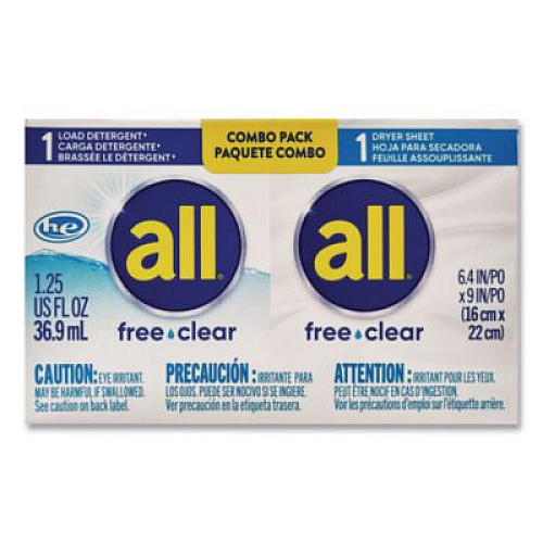 All Free Clear HE Liquid Laundry Detergent/Dryer Sheet Dual Vend Pack, 100/Carton (2979355)