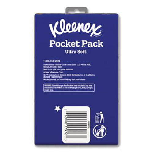 Kleenex On The Go Packs Facial Tissues, 3-Ply, White, 10 Sheets/Pouch, 3 Pouches/Pack, 36 Packs/Carton (11976)