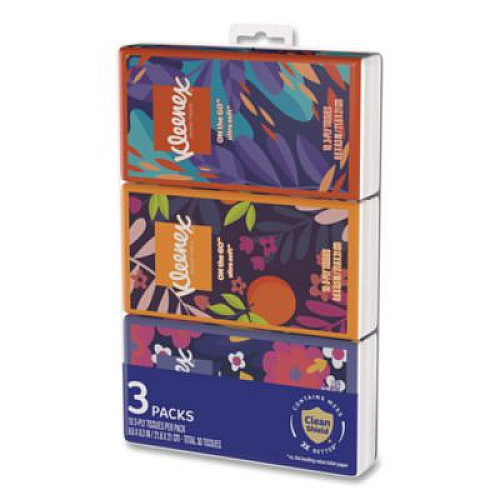 Kleenex On The Go Packs Facial Tissues, 3-Ply, White, 10 Sheets/Pouch, 3 Pouches/Pack, 36 Packs/Carton (11976)