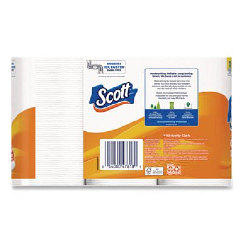 Scott ComfortPlus Toilet Paper, Double Roll, Bath Tissue, Septic Safe, 1-Ply, White, 231 Sheets/Roll, 12 Rolls/Pack, 4 Packs/Carton (47618)
