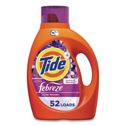 Tide Plus Febreze HE Liquid Laundry Detergent, Spring and Renewal, 84 oz Bottle, 4/Carton (12237CT)