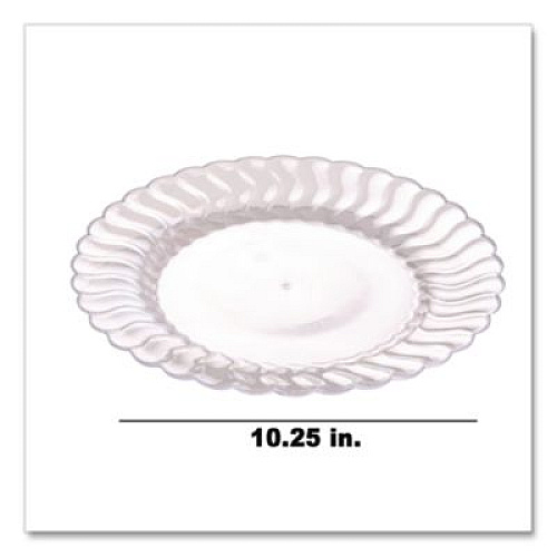 Fineline Settings Flairware Dinner Plate, 10.25" dia, Clear, 144/Carton (210CL)