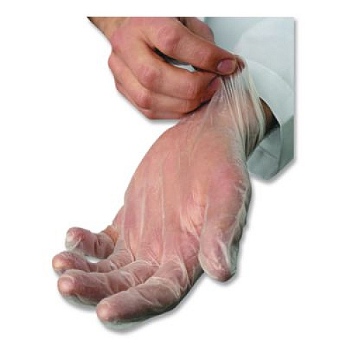 AMBITEX V5201 Series Powder-Free Vinyl Gloves, Small, 3 mil Thick, 9" Long, Clear, 100/Box, 10 Boxes/Carton (VSM5201)