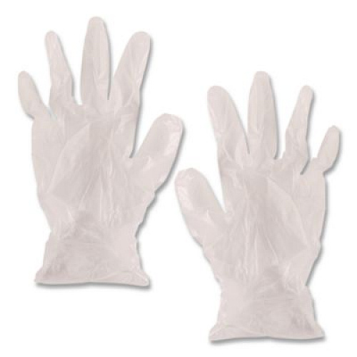 AMBITEX V5201 Series Powder-Free Vinyl Gloves, Small, 3 mil Thick, 9" Long, Clear, 100/Box, 10 Boxes/Carton (VSM5201)