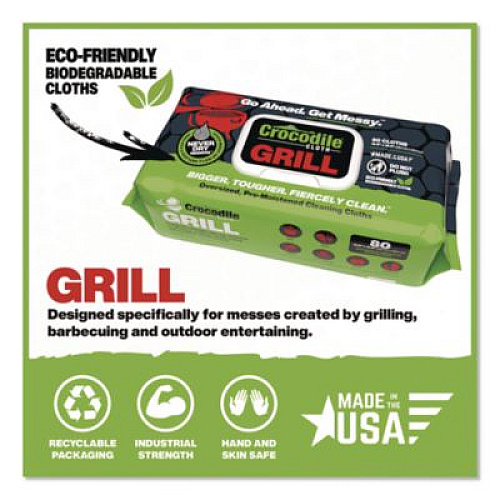Crocodile Cloth Grill Cleaning Cloths, 10 x 15, White, 80/Pack (6600080)