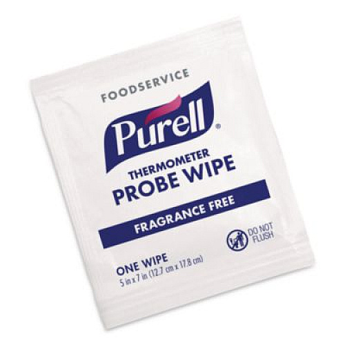 PURELL Foodservice Thermometer Probe Wipes, Individually Wrapped, 7 x 5, Fragrance-Free, White, 1,000/Carton (92111M)