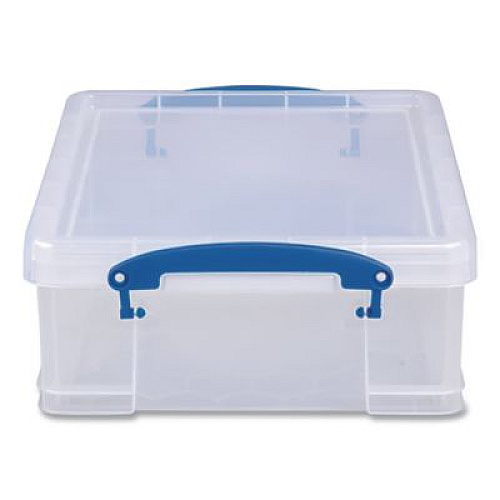 Really Useful Box Snap-Lid Storage Bin, 2.14 gal, 11" x 14" x 5", Clear/Blue, 5/Pack (81CPK5CB)