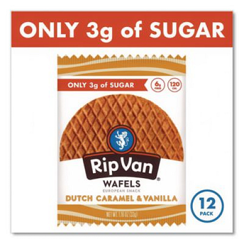 Rip Van Wafels - Single Serve, Dutch Caramel and Vanilla, 1.16 oz Pack, 12/Box (00334)