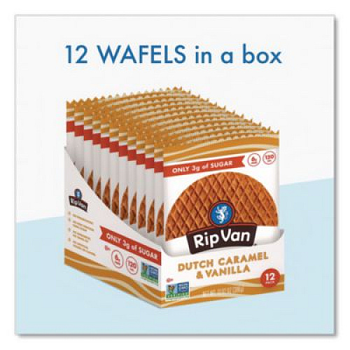 Rip Van Wafels - Single Serve, Dutch Caramel and Vanilla, 1.16 oz Pack, 12/Box (00334)